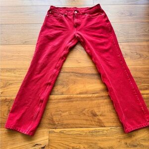 LEVIS JEANS Red Corduroy Straight Leg Zip Fly Pants 28 x 30